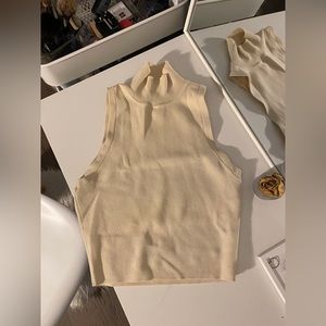 Zara high mock new white sculpt tank | Size S